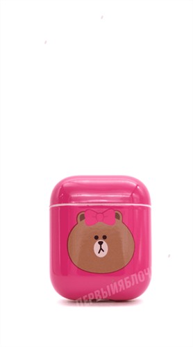 Защитный чехол для AirPods, пластиковый, розовый со зверем 4665299803201 - фото 10502