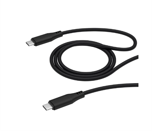 Кабель USB-C to USB-C Deppa, 5A, 100W, 1.2м ткань, черный - фото 12235