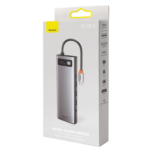 Многофункциональный Хаб (переходник) 11 в 1 Baseus (USB 3.0x3/HDMIx2/USB-C/SD/TF/Ethernet/VGA/3.5mm) - фото 23287