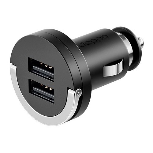 Автозарядка Deppa Ultra (1 USB*1.2A, дата-кабель lightning MFI, черный - фото 6824