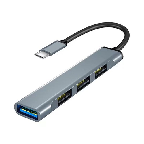 Переходник iNeez Slim Design USB-C Hub to 3USB 2.0 + USB 3.0, графит - фото 75223