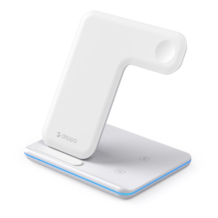 Беспроводная зарядная станция Deppa 3 в 1 Charging Stand Neo (iPhone/Apple Watch/Airpods), белая - фото 75555