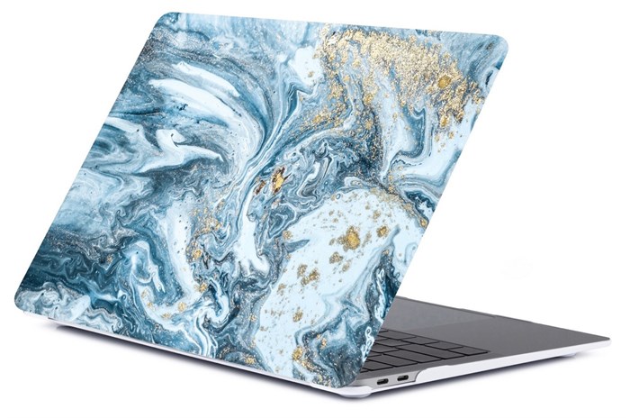 Чехол для MacBook Pro Retina 13' Gurdini (2016-2019, Touchbar), пластиковый, мрамор голубой 4665299804261 - фото 76649