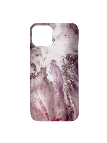 Чехол для iPhone 13 ARU, силиконовый, мрамор, розовый с белым 4665299807553 - фото 77093