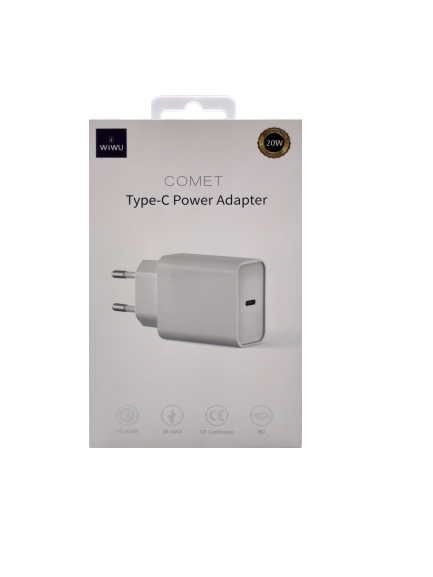 Сетевое зарядное устройство WIWU USB-C, 20W, белый 4665299807405 - фото 77139