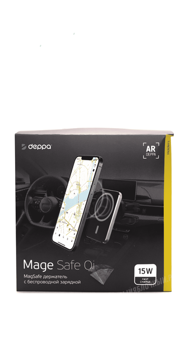 Автомобильный держатель Deppa Mage Safe QI для iPhone магнитный, черный 55185 - фото 77151