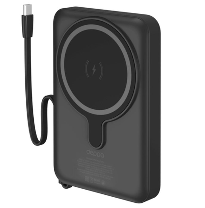 Внешний АКБ Deppa NRG MagSafe 10000 mAh, Qi, 15w, встроенный кабель 33659 - фото 77840