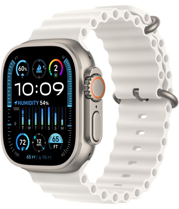 Умные часы Watch Ultra 2 49mm Titanium Case with White Ocean Band (MREJ3) MREJ3 - фото 78109