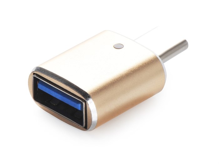 Переходник для MacBook iNeez (OTG), USB-C to USB 2.0, золотой 4665299808412 - фото 78384