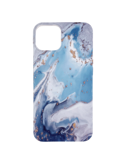 Чехол для iPhone 13 Pro Max ARU, силиконовый, мрамор, голубой 4665299807561 - фото 78497