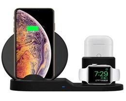 Подставка 3в1 для iPhone, AirPods и Watch силиконовая, NN, черный - фото 9836