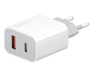 Сетевое зарядное устройство Deppa USB-C + USB-A PD 3.0, QC 3.0, 20W