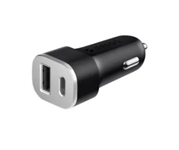 Автомобильное зарядное устройство Deppa, USB-C + USB A, PD 3.0, QC 3.0, 20W, черный