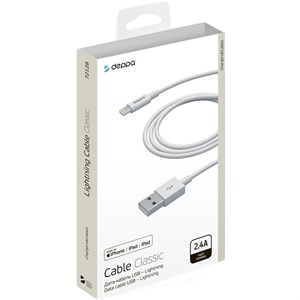 Кабель Lightning to USB MFI, Deppa (1.2M), белый