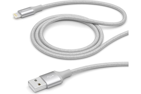 Дата-кабель USB - 8-pin для Apple, алюминий/нейлон, MFI, 1.2м, серебро, Deppa