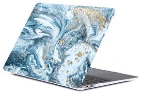 Чехол для MacBook Pro Retina 13' Gurdini (2016-2019, Touchbar), пластиковый, мрамор голубой 4665299804261