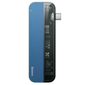 Адаптер Type-C 5в1 Baseus (USB-C*2/USB*2/HDMI), синий CAHUB-TD03