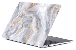 Чехол для MacBook Pro Retina 13' Gurdini, пластиковый, мрамор серый с золотым 4665299804266