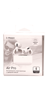 Беспроводные наушники с микрофоном Deppa Air Pro, TWS, BT 5.0, зарядный футляр 250 mAh, БЗ, белый 44167
